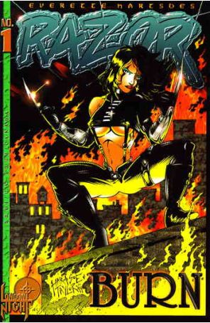 Razor: Burn 1 published by London Night with cover art by Everette Hartsoe