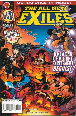 The All New Exiles 1 published by Malibu with cover art by Jeff Matsuda