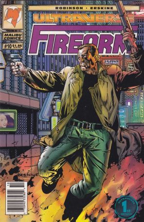 Firearm 10 (Newsstand) published by Malibu with cover art by Gary Erskine and Albert Calleros