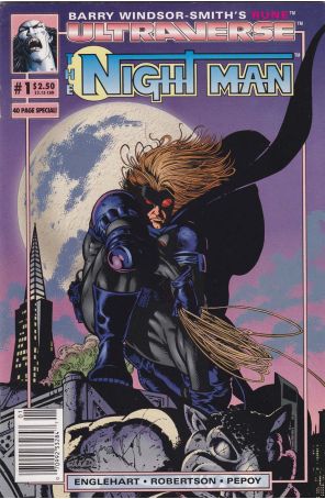 The Night Man 1 (Newsstand) published by Malibu with cover art by Darick Robertson