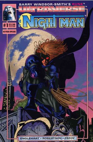 The Night Man 1 published by Malibu with cover art by Darick Robertson