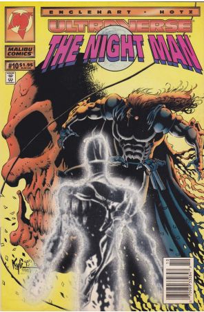 The Night Man 10 (Newsstand) published by Malibu with cover art by Kyle Hotz