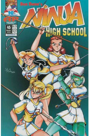 Ninja High School 45 published by Antarctic with cover art by Fred Perry and Ben Dunn