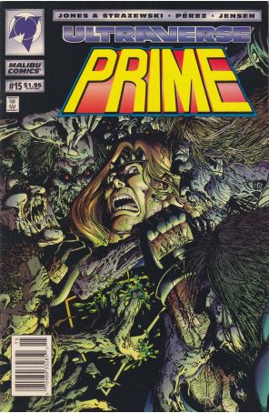 Prime (Vol. 1) 15 (Newsstand) published by Malibu with cover art by George Pérez
