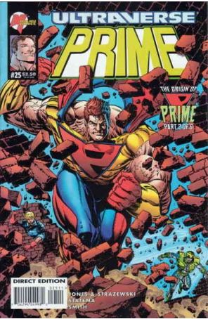 Prime (Vol. 1) 25 published by Malibu with cover art by John Statema and Jerry Ordway