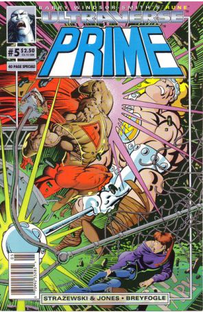 Prime (Vol. 1) 5 (Newsstand) published by Malibu with cover art by Norm Breyfogle and Barry Windsor-Smith