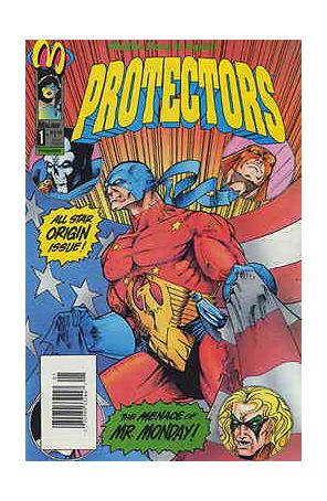 Protectors (Malibu) 1 (Newsstand) published by Malibu with cover art by S. Clarke Hawbaker