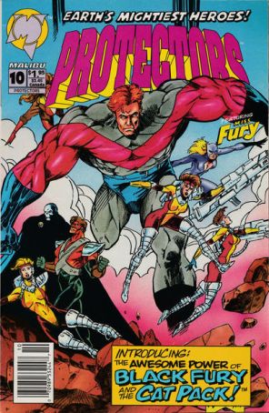 Protectors (Malibu) 10 (Newsstand) published by Malibu with cover art by Tom Derenick and Mike S. Miller