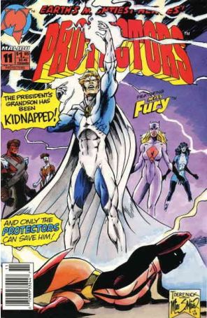 Protectors (Malibu) 11 (Newsstand) published by Malibu with cover art by Thomas Derenick