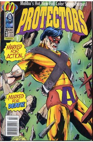 Protectors (Malibu) 3 (Newsstand) published by Malibu with cover art by S. Clarke Hawbaker