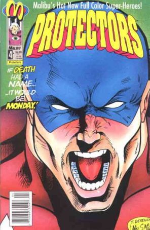 Protectors (Malibu) 4 (Newsstand) published by Malibu with cover art by Mike S. Miller