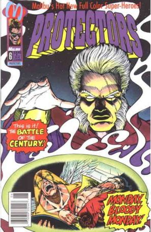 Protectors (Malibu) 6 (Newsstand) published by Malibu with cover art by S. Clarke Hawbaker
