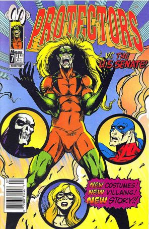 Protectors (Malibu) 7 (Newsstand) published by Malibu with cover art by S. Clarke Hawbaker