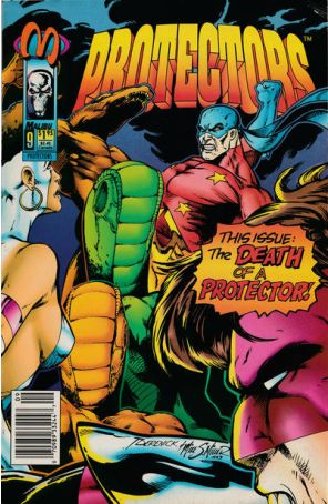Protectors (Malibu) 9 (Newsstand) published by Malibu with cover art by Tom Derenick and Mike S. Miller