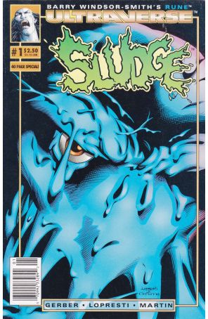 Sludge 1 (Newsstand) published by Malibu with cover art by Aaron Lopresti and Barry Windsor-Smith