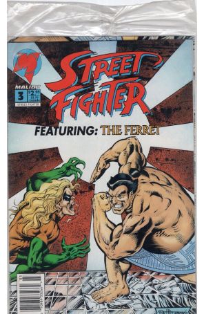 Street Fighter (Malibu) 3 (Newsstand) (with poster) published by Malibu with cover art by Don Hillsman