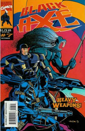 Black Axe 7 published by Marvel UK with cover art by Klaus Janson
