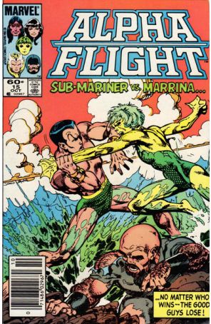 Alpha Flight (1st Series) 15 (Newsstand) published by Marvel with cover art by John Byrne