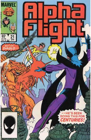 Alpha Flight (1st Series) 21 published by Marvel with cover art by John Byrne