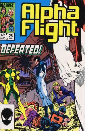 Alpha Flight (1st Series) 26 published by Marvel with cover art by John Byrne