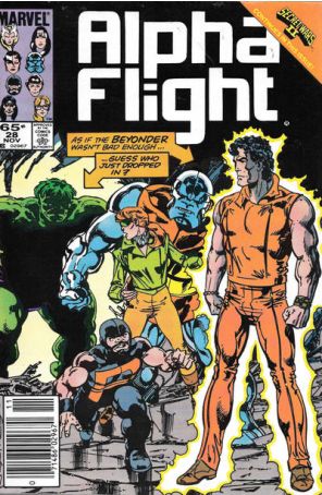 Alpha Flight (1st Series) 28 (Newsstand) published by Marvel with cover art by John Byrne