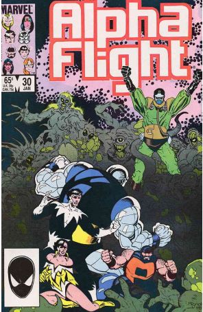 Alpha Flight (1st Series) 30 published by Marvel with cover art by Mike Mignola