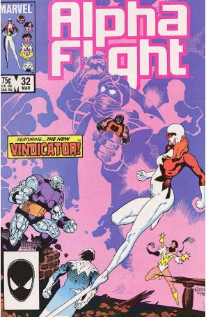 Alpha Flight (1st Series) 32 published by Marvel with cover art by Mike Mignola