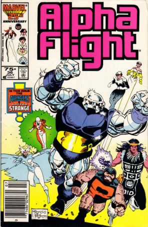 Alpha Flight (1st Series) 36 (Newsstand) published by Marvel with cover art by Mike Mignola