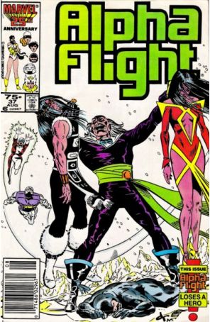 Alpha Flight (1st Series) 37 (Newsstand) published by Marvel with cover art by Dave Ross