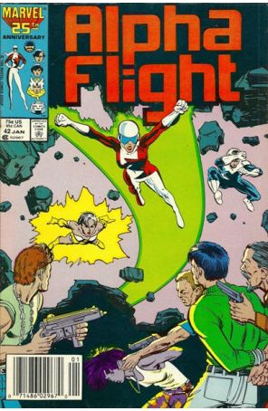 Alpha Flight (1st Series) 42 (Newsstand) published by Marvel with cover art by Dave Ross