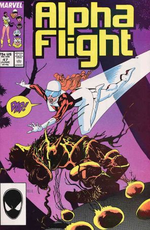 Alpha Flight (1st Series) 47 published by Marvel with cover art by Kevin Nowlan