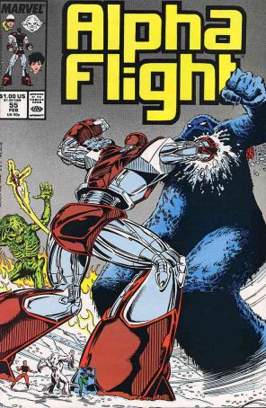 Alpha Flight (1st Series) 55 published by Marvel with cover art by Carl Potts and Jim Lee