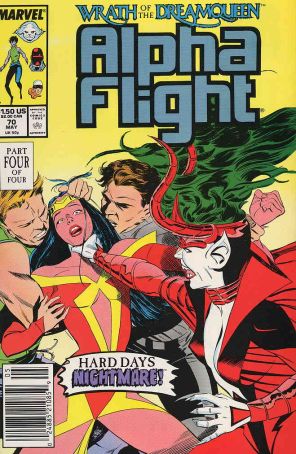 Alpha Flight (1st Series) 70 (Newsstand) published by Marvel with cover art by John Calimee