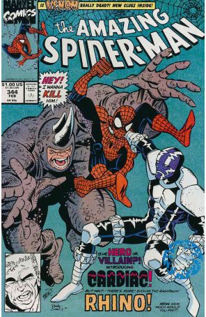 The Amazing Spider-Man 344 published by Marvel with cover art by Erik Larsen