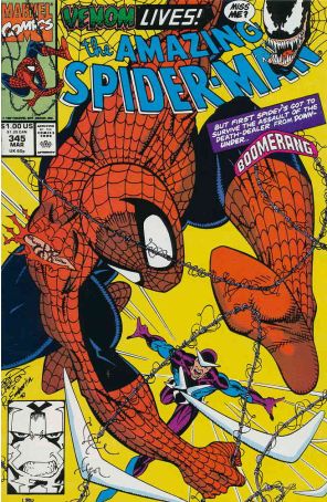 The Amazing Spider-Man 345 published by Marvel with cover art by Erik Larsen
