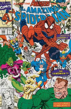 The Amazing Spider-Man 348 published by Marvel with cover art by Erik Larsen