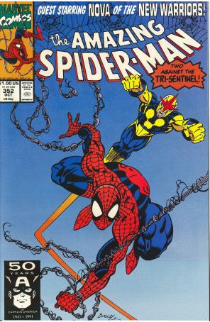 The Amazing Spider-Man 352 published by Marvel with cover art by Mark Bagley