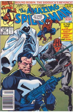 The Amazing Spider-Man 355 (Newsstand) published by Marvel with cover art by Mark Bagley