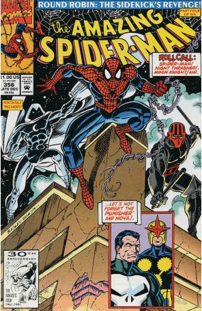The Amazing Spider-Man 356 published by Marvel with cover art by Mark Bagley