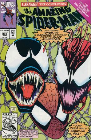 The Amazing Spider-Man 363 published by Marvel with cover art by Mark Bagley