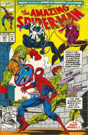 The Amazing Spider-Man 367 published by Marvel with cover art by Mark Bagley