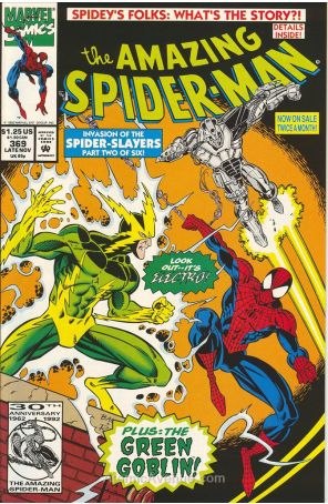 The Amazing Spider-Man 369 published by Marvel with cover art by Mark Bagley