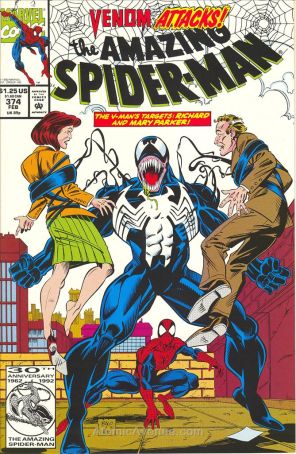 The Amazing Spider-Man 374 published by Marvel with cover art by Mark Bagley