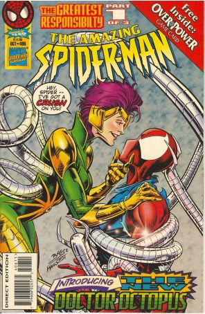 The Amazing Spider-Man 406A (with card) published by Marvel with cover art by Mark Bagley