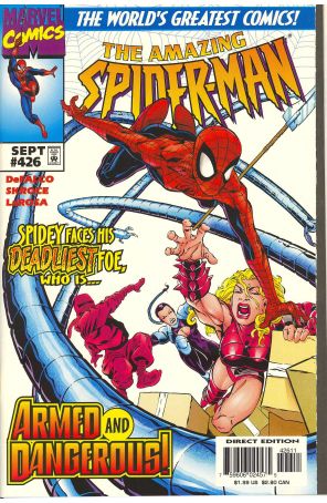 The Amazing Spider-Man 426 published by Marvel with cover art by Steve Skroce