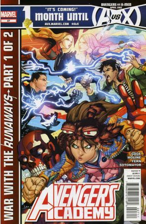 Avengers Academy 27 published by Marvel with cover art by David Lafuente