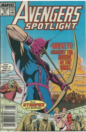 Avengers Spotlight 21 (Newsstand) published by Marvel with cover art by June Brigman
