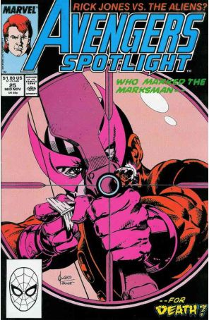 Avengers Spotlight 25 published by Marvel with cover art by Joe Jusko