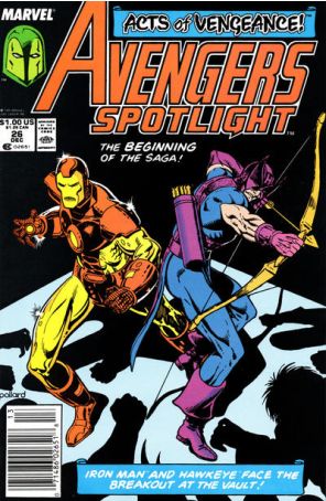 Avengers Spotlight 26 (Newsstand) published by Marvel with cover art by Keith Pollard