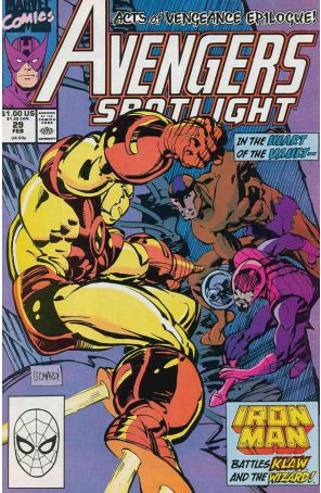 Avengers Spotlight 29 published by Marvel with cover art by Rick Leonardi